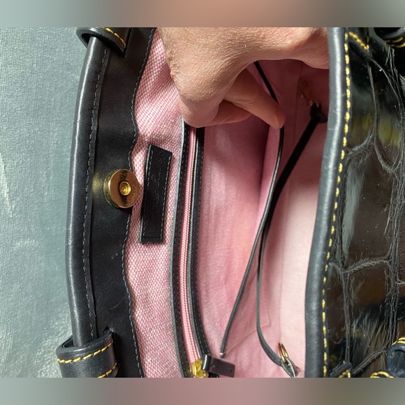 Dooney and Bourke Double Tassel Croc Shoulder Bag approximately 14” x 11” x 5” - Picture 14 of 17